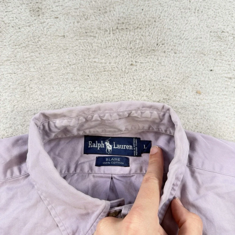 Polo Ralph Lauren Shirt Mens Large Purple Blaire Short Sleeve Button Down Pony